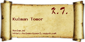 Kulman Tomor névjegykártya